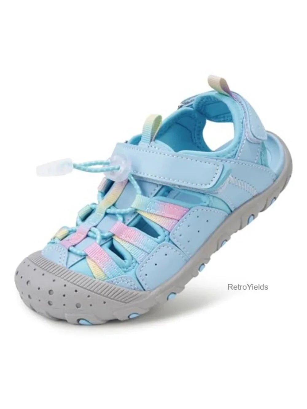 Kids Closed-Toe Water Hiking Sandals Non-Slip Hook-and-Loop Adjustable Outdoor